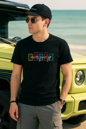 Men’s Never Give Up Graphic Printed T-Shirt
