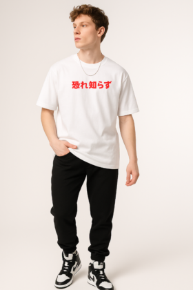 Men's White Ninja Graphic Oversized T-Shirt for Men - Image 2