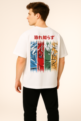 Men's White Ninja Graphic Oversized T-Shirt for Men