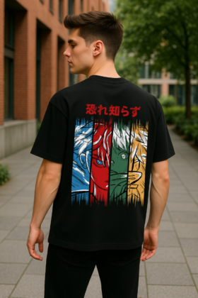 Men's Black Ninja Graphic Oversized T-Shirt for Men