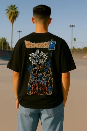 Men's Dragon Ball Oversized Black T-shirt