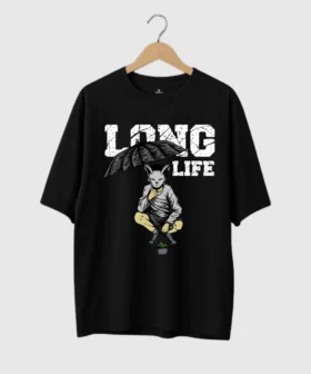 Men’s Black Long Life Oversized T-shirt - Image 2