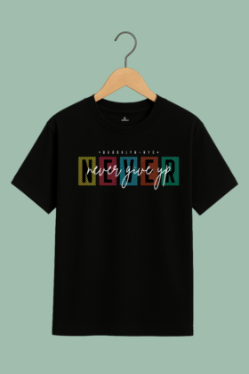 Men’s Never Give Up Graphic Printed T-Shirt - Image 2