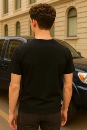 Classic Black Cotton T-Shirt - Image 2