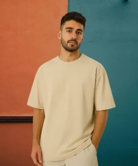 Men's Beige Oversized T-Shirt - Image 2