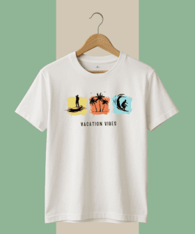 Men's White Vacation Regular T-Shirt - Image 2
