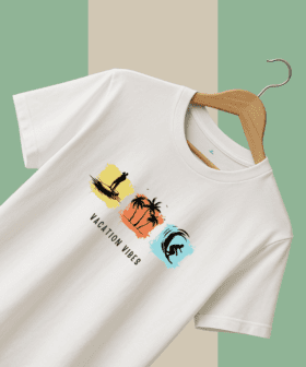 Men's White Vacation Regular T-Shirt - Image 3